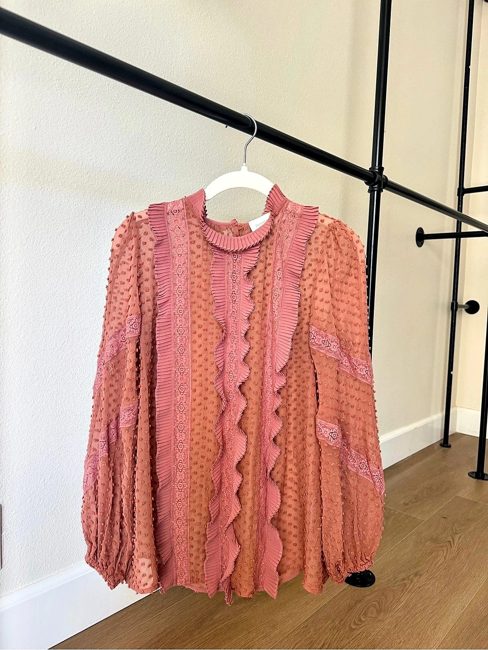 Zimmermann Ruffled Silk Blouse Pink Size 0
